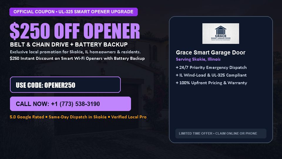$250 OFF Smart Wi-Fi Garage Door Opener Installation in Skokie, IL - Grace Smart Garage Door