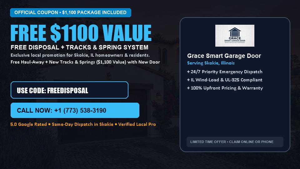 FREE Old Door Haul-Away & Heavy-Duty Tracks in Skokie, IL - Grace Smart Garage Door